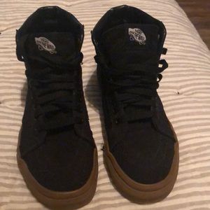 Black high top vans with gum bottom